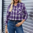 thumbnail image 4 of Womens Lapel Flannel Shirt, Long Sleeve Shirts for Women Fall Business Casual Plaid Printed Button Down Dressy Blouses, 4 of 4