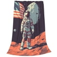thumbnail image 2 of Balery Astronaut With American Flag Manta de Felpa Suave y Acogedora – Cobija de Franela Aterciopelada para Cama, Lavable y Cálida para Sofá, Mascotas, Transpirable-80"x60", 2 of 7