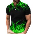 thumbnail image 2 of WAENQINLA Golf Shirts for Men Fashion Flame 3D Printed Lapel Collared Shirt with Button Casual Short Sleeve Pullover Tops, 2 of 5