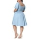 thumbnail image 3 of Vestido de Pascua de talla grande con cuello y lazo delantero de Agnes Orinda para mujeres 3X azul claro, 3 of 6