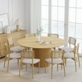 thumbnail image 2 of 60 in. Soild Wood Natural Oak Dining Table Round Kitchen Table, 2 of 5