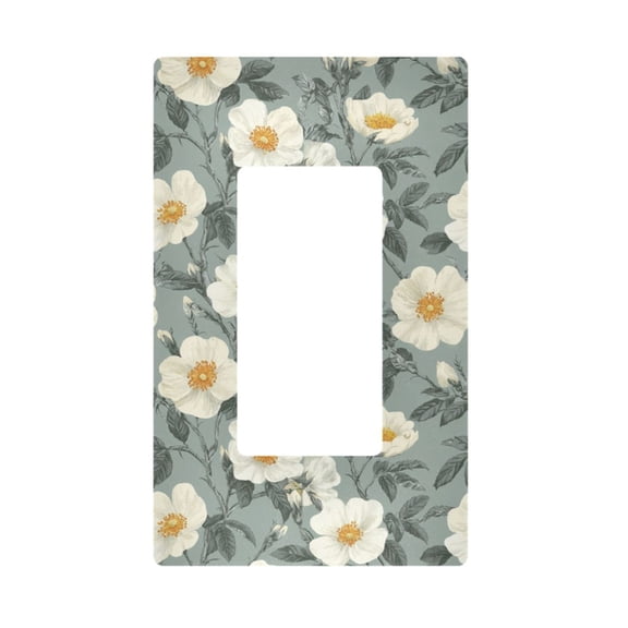 Yayeee Rocker Switch Wall Plate 1-Gang 4.6"x2.9" Home Decorative Outlet Cover, Sage Green Flower Pattern