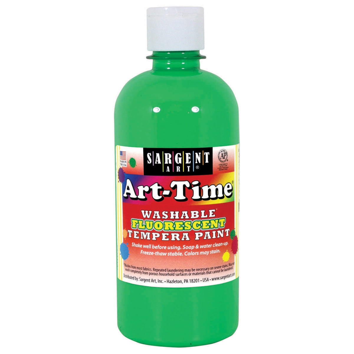 ArtTime Washable Tempera Paint, Fluorescent Green, 16 oz. Bundle of 5