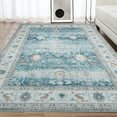 thumbnail image 2 of HOMERRY Area Rug 5'x 7' Vintage Rug Persian Antique Floral Printed Floor Mat for Bedroom Office Indoor Rug Aethetic Carpet for Dining Room Large Floor Cover, Blue, 2 of 7
