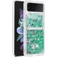thumbnail image 3 of Glitter Liquid Case for Samsung Galaxy Z Flip 3 for Girls Women, Bling Quicksand Clear Soft TPU Cover Shiny Sparkle Luxury Floating Protective Case for Samsung Galaxy Z Flip3 RLS Green, 3 of 12