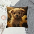 thumbnail image 2 of MDO  Cute Puppy Dog Sunflowers One Throw Pillow with Cover for Couch Bed Sofa, 18 x 18 Decorative Pillows w/Case, 2 of 5