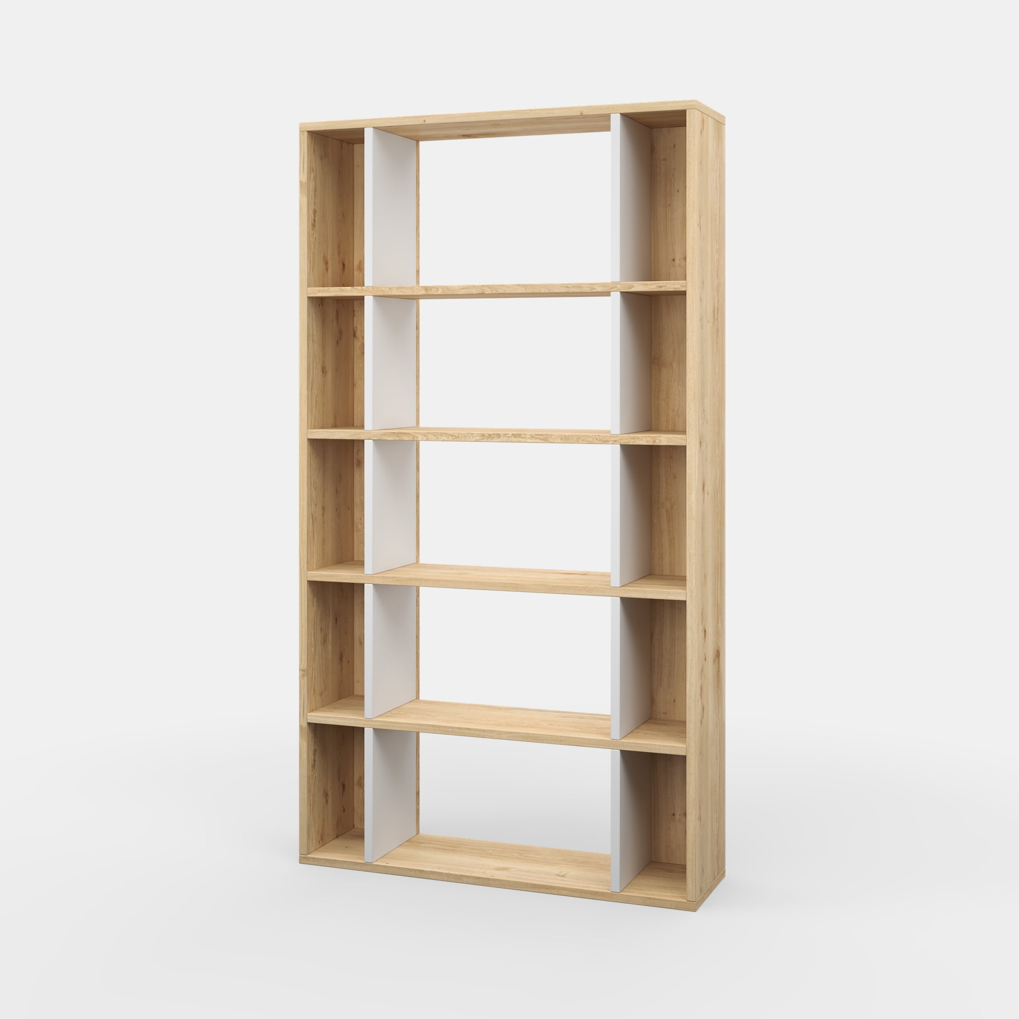 Ada Home Decor Sanborn Multiple Tier Open Shelf Modern Bookcase, Oak/White