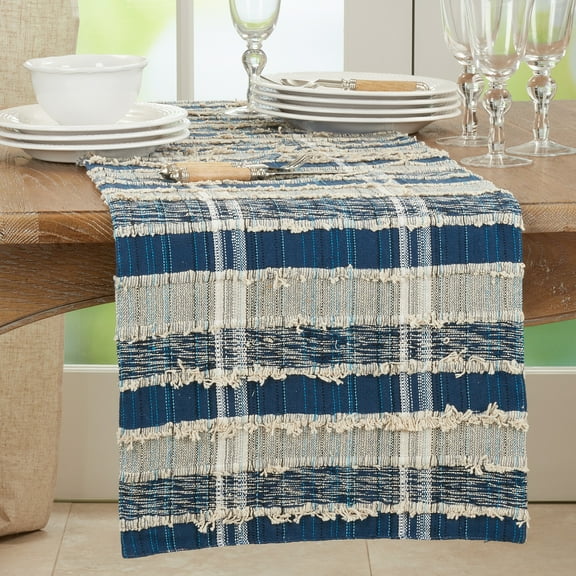 Saro Lifestyle Dual-Tone Striped Woven Table Runner