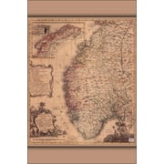 24"x36" Gallery Poster, Map of Norway from 1761