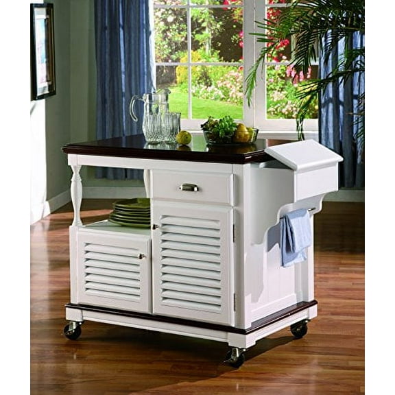 2-door Kitchen Cart Cherry and White