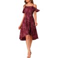 thumbnail image 3 of INSPIRE CHIC Women's Spaghatti Straps Ruffled a-Line Midi Floral Dresses L Wine Red, 3 of 8