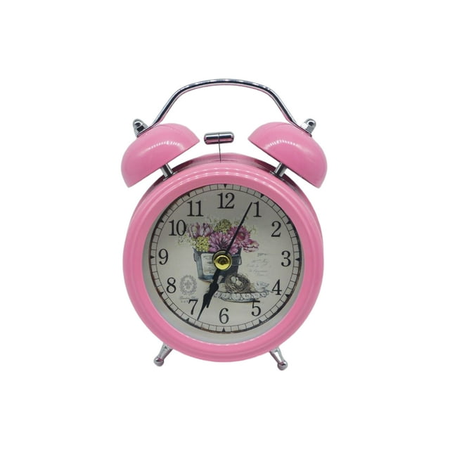 Billuyoard Reloj despertador de Metal con doble campana, luz nocturna silenciosa para el hogar, redondo, Vintage, de escritorio, ruidoso, hogar, cocina, Electrodomésticos Rosa Billuyoard HA082568-02