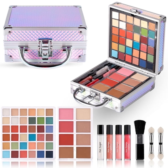 Hot Sugar Girls Makeup Kit, Little Girl Makeup Set, Makeup Kit for Teenagers 13-15 Includes Eyeshadow Lip Gloss Blush Highlighter Bronzer Brush (Mermaid)