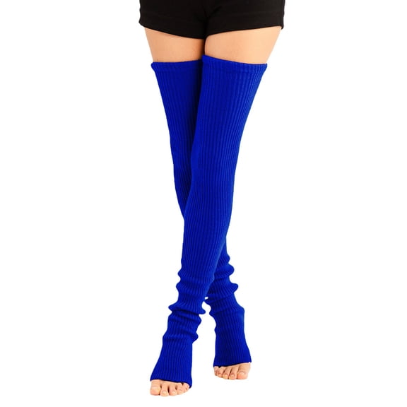 Chuancc Women's Thigh High Socks Over the Knee Cable Knit Boot Socks, Long Warm Fashion Leg Warmers Winter Blue A