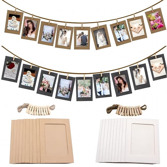 XIBUFE 10 Hanging Picture Frames 4X6 Pictures Frame Paper Art Photo Frame Wall Hanging Pictures Frame with Clips Photo Frame 4X6