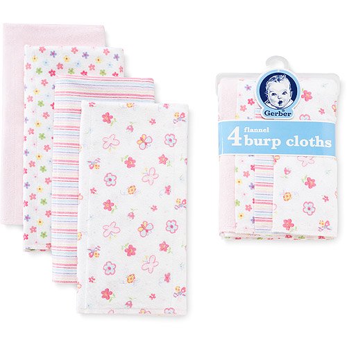 Gerber - Flannel Burp Cloth 4-Pack, Pink