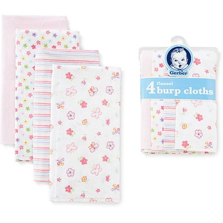 Gerber - Flannel Burp Cloth 4-Pack, Pink