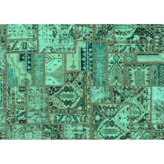 Ahgly Company Indoor Rectangle Abstract Turquoise Blue Modern Area Rugs, 8' x 10'
