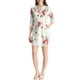thumbnail image 5 of Vestido de botón de flores con cuello en V y mangas 3/4 para mujer, con bolsillos laterales, XL, blanco y rojo, 5 of 6
