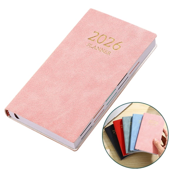 Fmxomd 2026 Pocket Daily Weekly Planner for Purse - 3.85x7 Inch 12 Month Academic Year Calendar - 155 Sheet 310 Page Pocket Size Planner - Pink