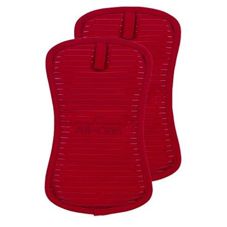 Ribbed Silicone Cotton Twill Pot Holder, Set of Two, Chili
