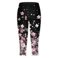 thumbnail image 5 of newwalpole Capri Leggings for Women Fall Floral Printed Plus Size Capris High Waist Knee Length Slim Fit Yoga Cropped Legging Light Pink for Size L, 5 of 5