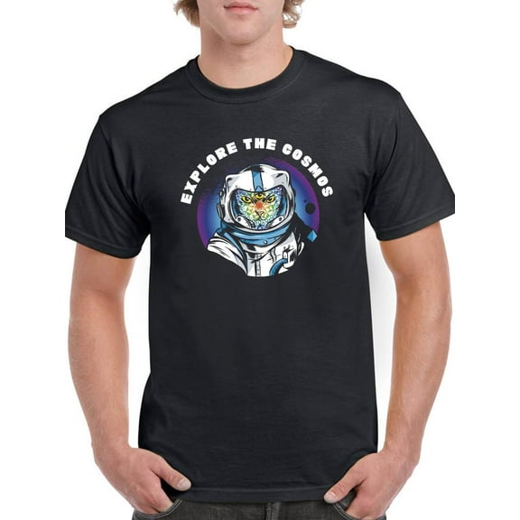 Explore The Cosmos Astronaut Cat T-Shirt Men -Smartprints Designs, Male x-Large