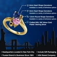 thumbnail image 2 of Gem Stone King 18K Yellow Gold Plated Silver Blue Created Sapphire Pink Moissanite and Black Diamond Ring for Women (1.63 Cttw, Heart Shape 6MM, Gemstone September Birthstone, Size 9), 2 of 6