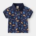 thumbnail image 3 of LNMQLPDBS Boys' Button-Down Shirts Dinosaur Printed Short Sleeve Lapel Polo Shirt Boys' Tops, Tees & Shirts Top Gifts for Kids 2025 Baby Boy Summer Clothes for Home Beach Vacation Navy 12-18 Months, 3 of 3