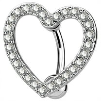 OUFER Heart Belly Button Rings Pave CZ Crystal Top Down Belly Rings 14G Surgical Steel Navel Piercing Jewelry（steel）