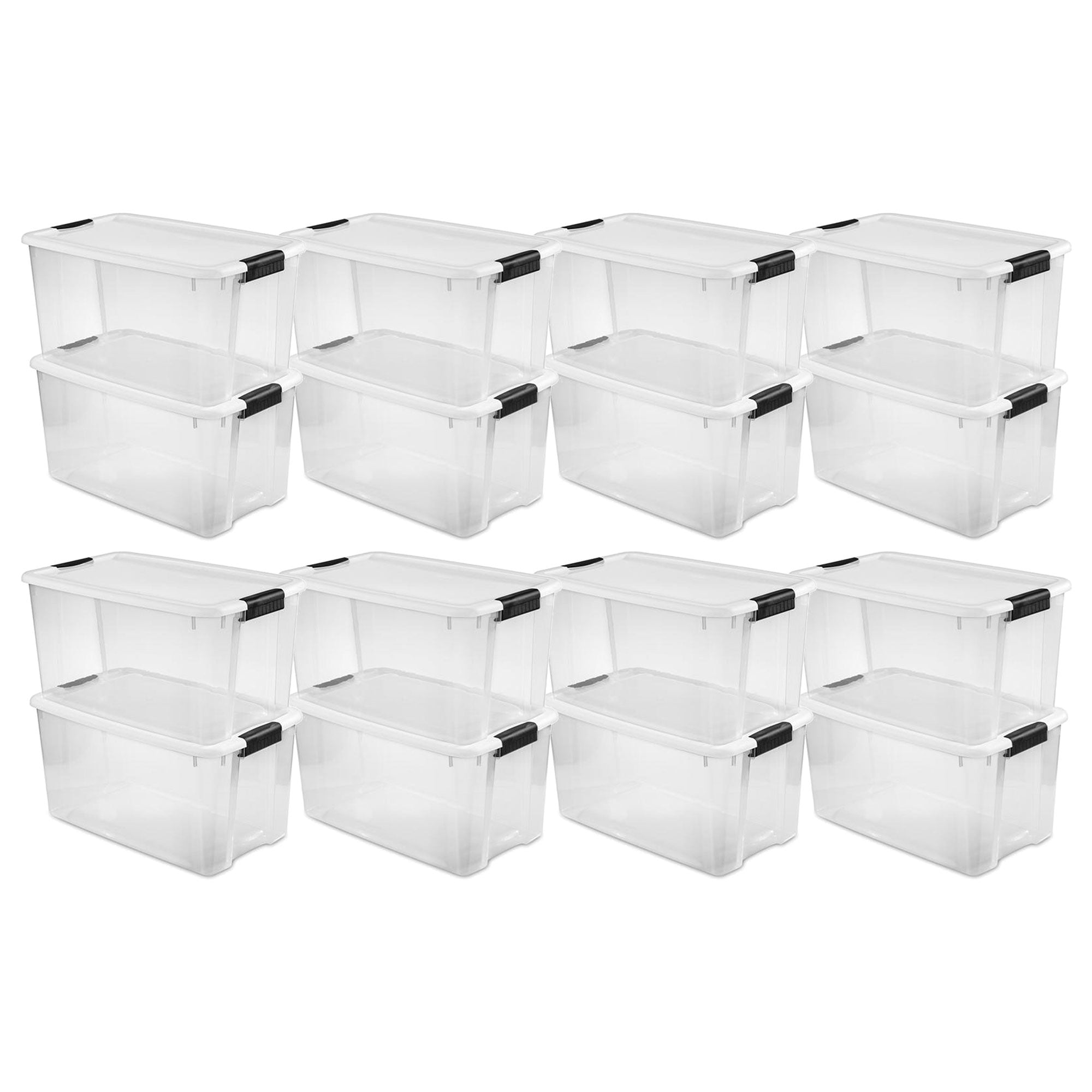 Sterilite 70 Quart Clear Plastic Storage Bin with White Latch Lid, 16