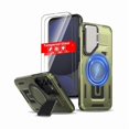 thumbnail image 1 of HAYANfor Samsung Galaxy S24 FE Case Magnetic[Compatible with MagSafe Support Wireless Charger]Built-in Camera Cover Stand+with 2 Tempered Glass Screen Protector,360°Full-Body Phone Protection Green, 1 of 1