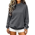 thumbnail image 3 of DISKEBUISS Women's Mock Neck Sweatshirt Long Sleeve Loose Casual Pullover for Fall Winter Basic Tops, 3 of 4