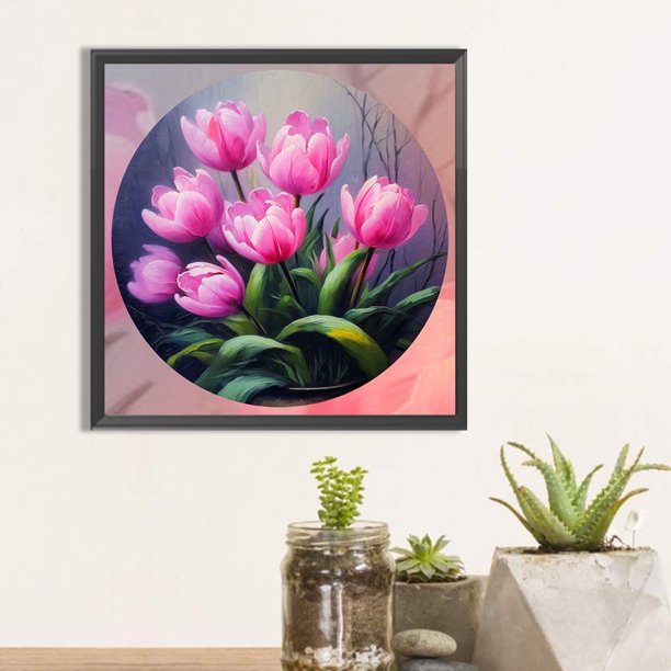 Cuadros Decorativos Pintura de diamante 5D DIY Taladro redondo completo Decoración de amapola de maíz Artesanía (A7388) DQrwqpou embutido en tela