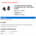 thumbnail image 2 of Front Upper Control Arm Bushing - Compatible with 1980 - 1981 Pontiac Firebird, 2 of 2