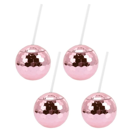 

4 Pcs Disco Ball Cups Nightclub Ball Shaped Cups Ball-shaped Cups with Straw