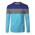 thumbnail image 4 of Mens Fashion Casual Sports Striped Stitching Digital Printing Round Neck T Shirt Long Sleeve Top Polyester,Spandex Sky Blue XXXL, 4 of 4