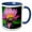 Blue/White, variant on 3drose, Canada, Manitoba, Winnipeg. Northern Leopard Frog in Lily Pad Flower., 11oz Two-tone Green Mug