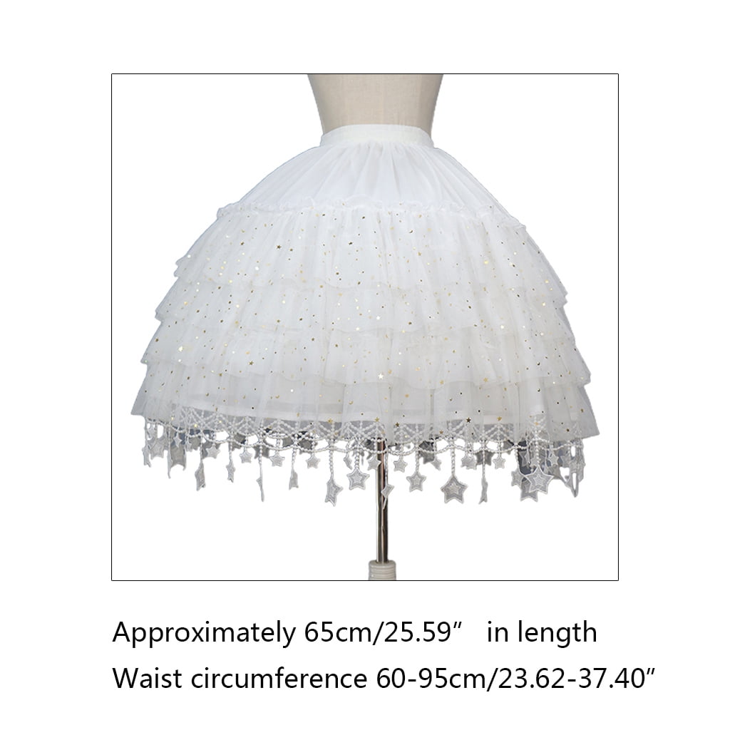 ZPAQI Crinoline Skirt 50s Vintage Puffy Underskirt with 2 Hoops White  Petticoat - Walmart.com