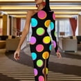 thumbnail image 4 of Neon - Bubbles BLK Half Dleeve Split Dress Dress vintage dresses with long sleeves, 4 of 6