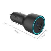 onn Dual USB-C and USB-A Port 32W Car Charger with 3ft Cable, Lightning-Fast Charging, Certified for Safety
