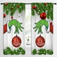 thumbnail image 2 of Merry Christmas Rod Pocket Blackout Curtains for Boy Girl Bedroom, Xmas Traditional Winter Fir Twigs and Red Balls Light Filtering Window Drapes for Living Room Home Privacy, 84x63 inch, 2 of 6