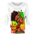 thumbnail image 4 of XUNKUSGA Black History Tops for Women Fashion Printed Crew Neck Womens Tops Classic 3/4 Length Sleeve Shirts for Women Soft and Breathable African American Top S-3XL,Green, 4 of 5