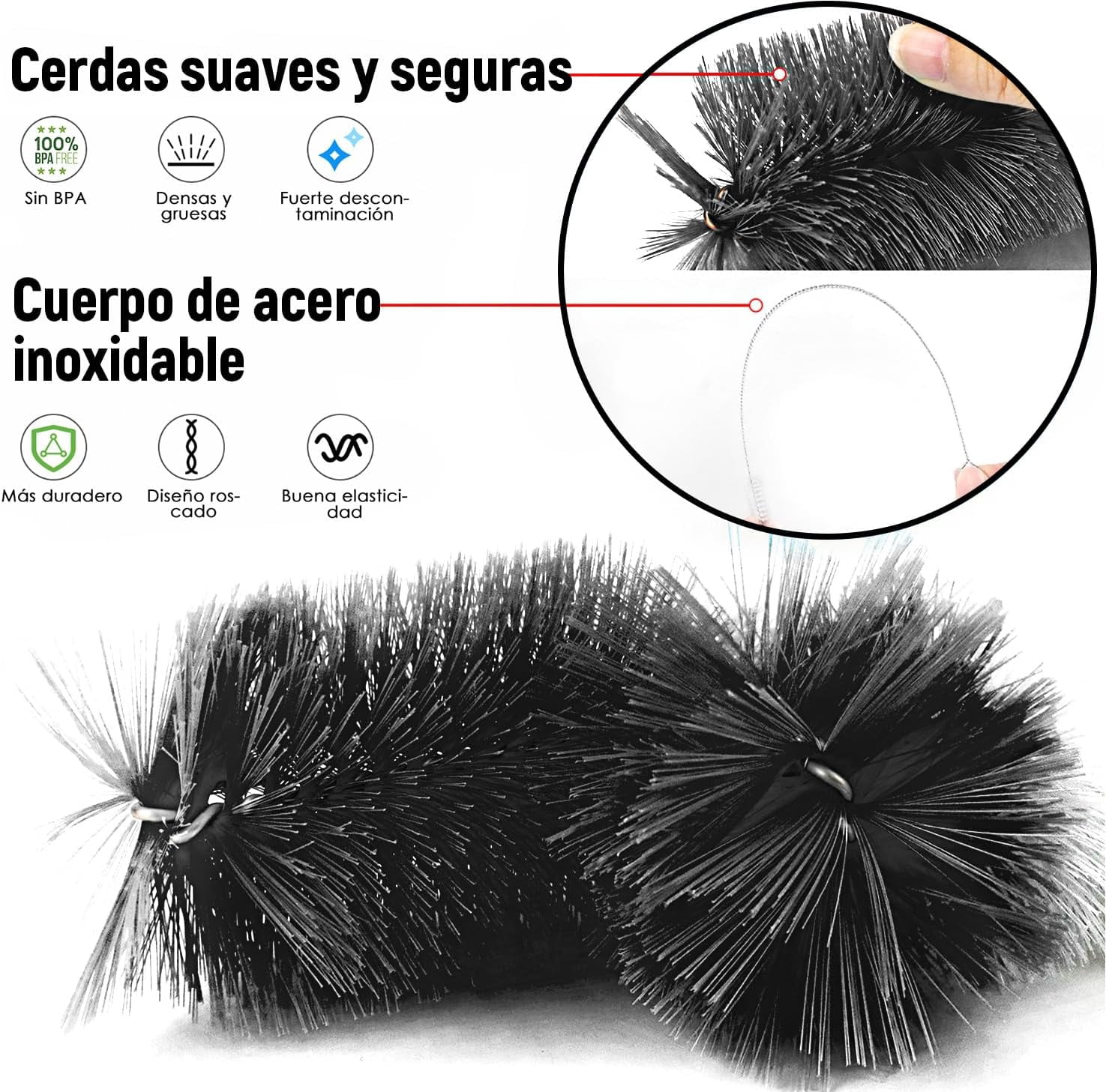 8-Pack Bottle Brushes with Straw Cleaner, Multifunctional Bottle Washing Brush with Hanging Hole, Suitable for Cleaning Bottles, Baby Bottles, Thermoses, and Caps