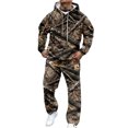 thumbnail image 3 of Nokdvo Mens Sweatsuit Camouflage Maple Leaf Set with Kangaroo Pockets Long Sleeve Outfits Oversized Fashion Jogging Lounge Hooded Jogger Pants,Black S, 3 of 5