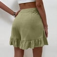thumbnail image 5 of Shorts for Women Dressy Casual High Waist Ruffle Hem Wide Leg Short Loose Elegant Summer Vacation Shorts with Pocket Green M, 5 of 6