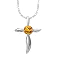 thumbnail image 1 of Sterling Silver with Natural Citrine Cross Pendant Necklace with 18 Inch Chain, 1 of 3
