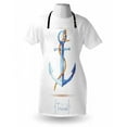 thumbnail image 3 of Anchor Apron Watercolors Anchor and Rope Time to Travel Classic Sail Emblem Drogue Voyage, Unisex Kitchen Bib Apron with Adjustable Neck for Cooking Baking Gardening, Blue White Brown, by Ambesonne, 3 of 3
