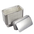 thumbnail image 1 of Juvale Paquete de 50 sartenes desechables de papel de aluminio de 2 libras con tapas para hornear pan, calentar, almacenar alimentos (22 onzas, 3.2 x 4.5 pulgadas), 1 of 7