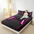 thumbnail image 4 of Feelyou 3D Pink Gamepad Full Size Sheets for Boy, Video Games Controller Bed Sheets, Neon Gradient Honeycomb Sheet Sets, Super Cozy Room Decor, 4pcs, 4 of 7